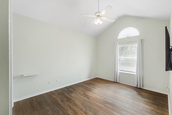 14154 Cutlass Ave, Corpus Christi, TX 78418 - spare room featuring wood finished floors, a ceiling fan, and lofted ceiling