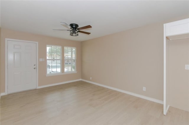 interior space featuring ceiling fan and light hardwood / wood-style floors