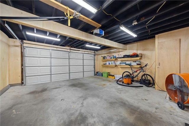 garage with a garage door opener