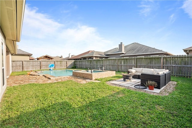 6713 Wall St, Corpus Christi, TX 78414 - view of yard featuring a patio, an outdoor living space, a fenced backyard, and a fenced in pool