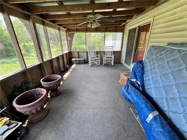 view of unfurnished sunroom