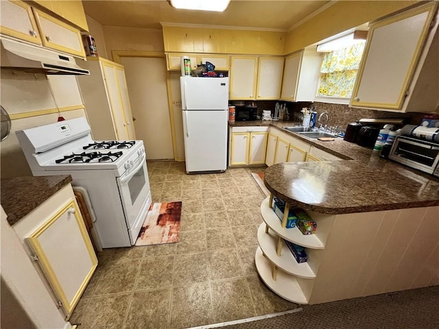 kitchen with white appliances and sink