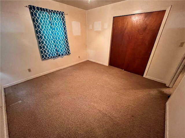 interior space featuring carpet and a closet