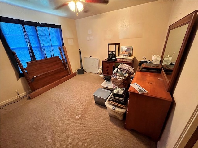 interior space featuring ceiling fan