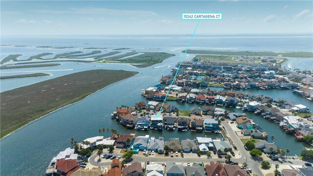 15342 Cartagena Ct, Corpus Christi, TX 78418 - aerial perspective of suburban area with a large body of water