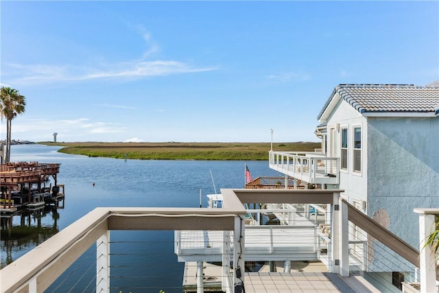 15342 Cartagena Ct, Corpus Christi, TX 78418 - dock area featuring a water view and a balcony