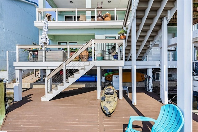 15342 Cartagena Ct, Corpus Christi, TX 78418 - dock featuring a balcony, stairway, and a deck