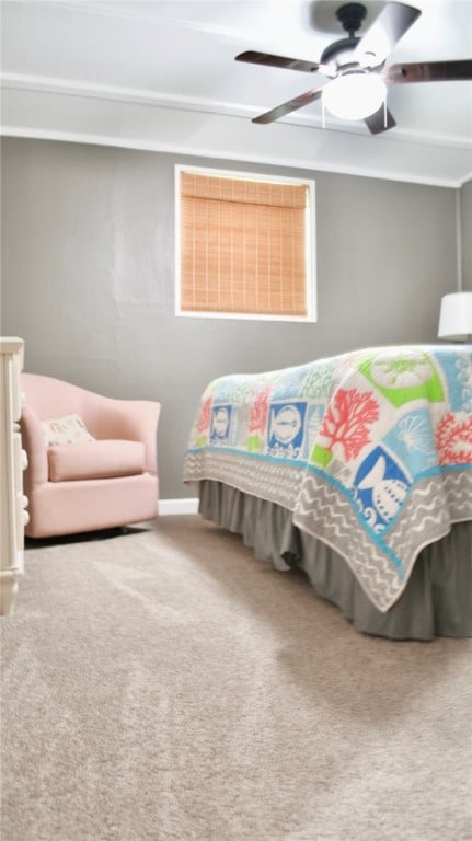 bedroom with carpet and ceiling fan