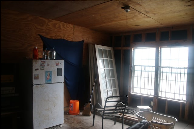 kitchen featuring white fridge