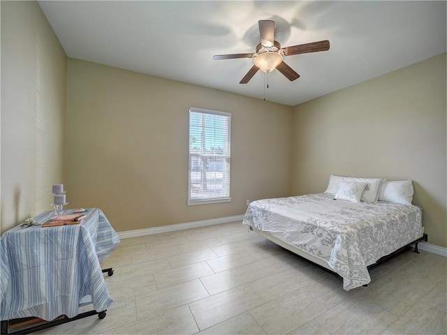 bedroom featuring ceiling fan