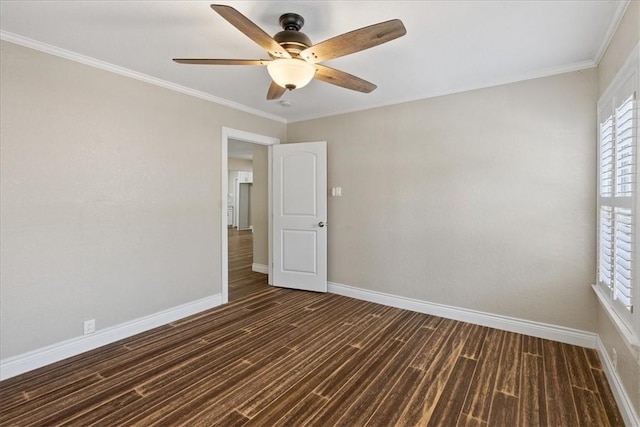 524 Del Mar, Corpus Christi, TX 78404 - empty room featuring baseboards, wood finished floors, ceiling fan, and ornamental molding