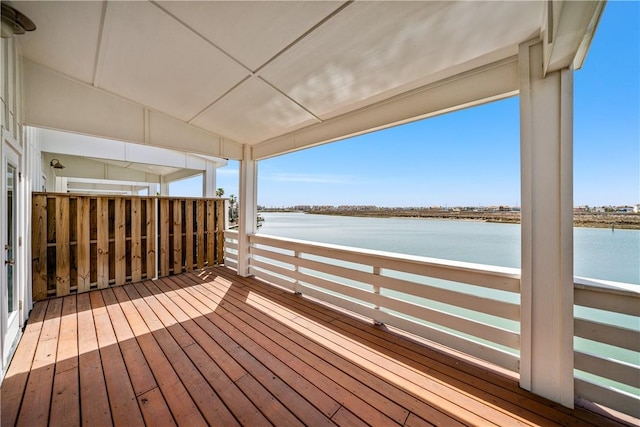 deck with a water view