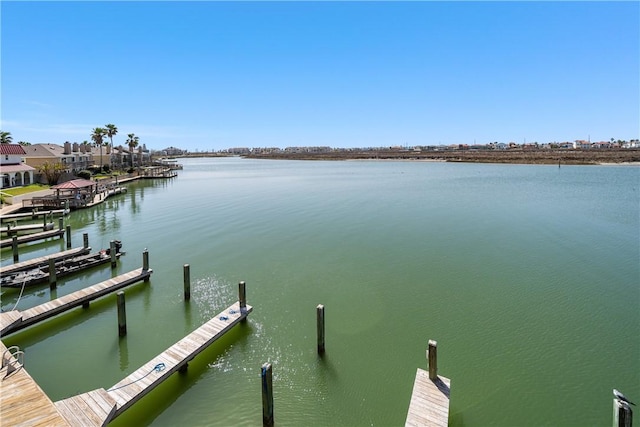 view of dock featuring a water view