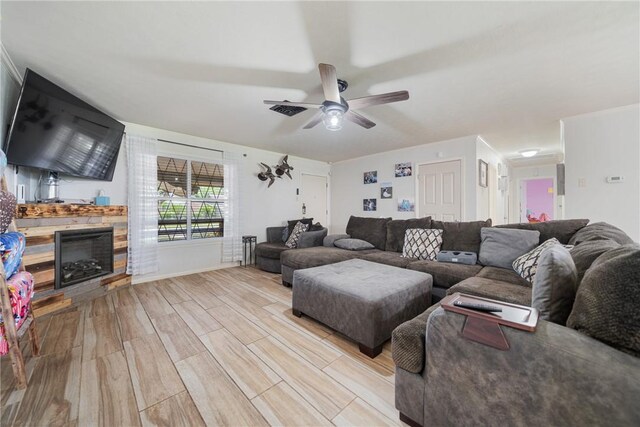 10637 Westwood Dr, Corpus Christi, TX 78410 - living room featuring light wood-type flooring and a ceiling fan