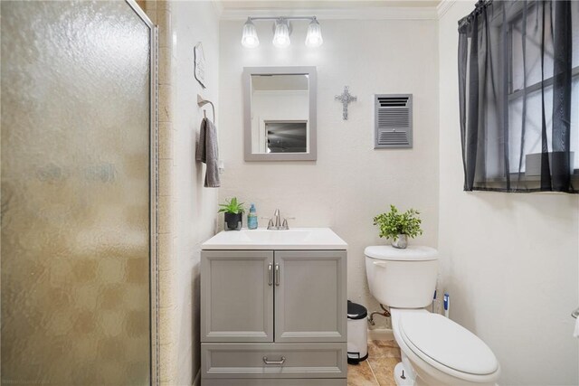 10637 Westwood Dr, Corpus Christi, TX 78410 - full bath with ornamental molding, a shower stall, and vanity