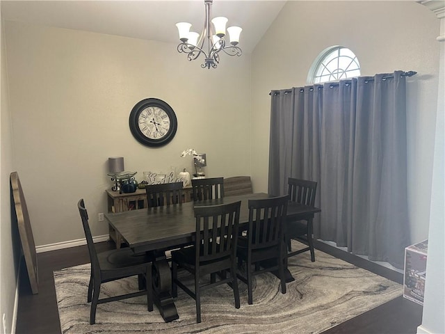 6333 Oso Pkwy, Corpus Christi, TX 78414 - dining area with a chandelier, baseboards, and lofted ceiling