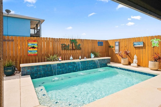 view of pool featuring a fenced in pool and fence