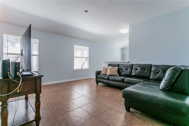 view of tiled living room