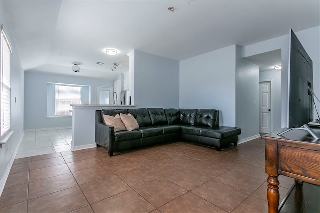 view of tiled living room