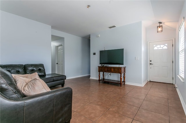 view of tiled living room