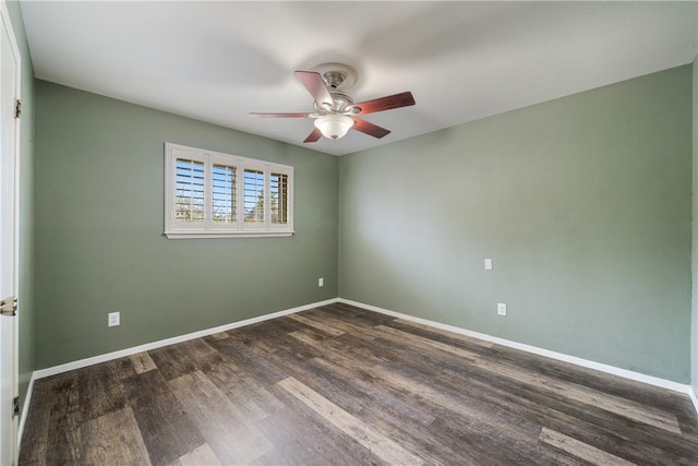 5049 Moultrie Dr, Corpus Christi, TX 78413 - spare room with ceiling fan, dark wood-style flooring, and baseboards
