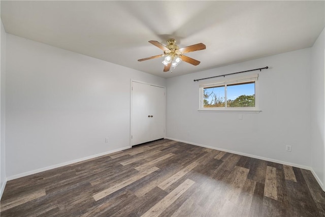 5049 Moultrie Dr, Corpus Christi, TX 78413 - empty room with a ceiling fan, wood finished floors, and baseboards