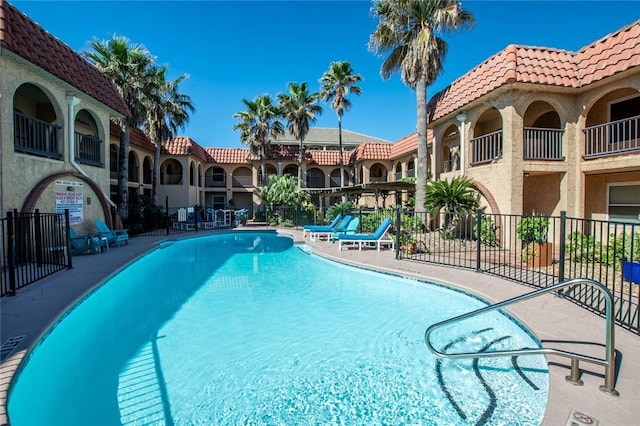 view of pool featuring a patio area