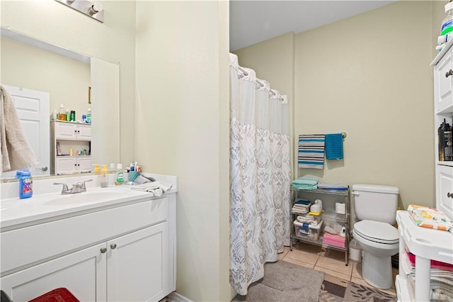 105 E Elm St, Taft, TX 78390 - bathroom with vanity, tile patterned floors, and a shower with shower curtain