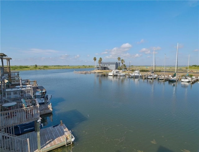 view of water feature featuring a dock