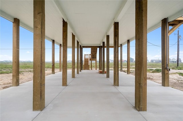 view of patio / terrace featuring stairway