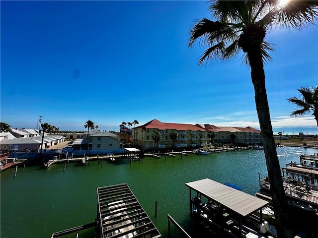 dock area featuring a water view