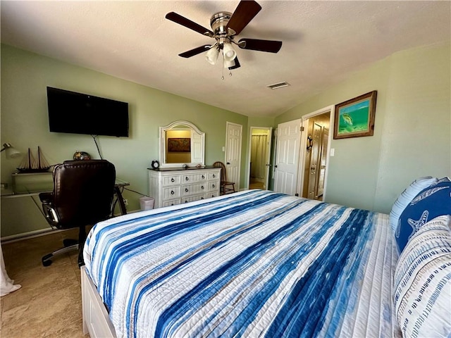 bedroom featuring ceiling fan