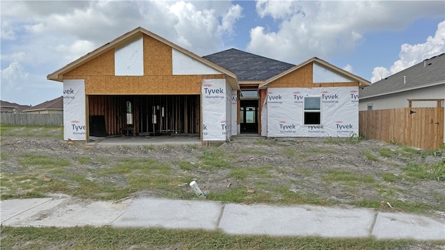 view of unfinished property