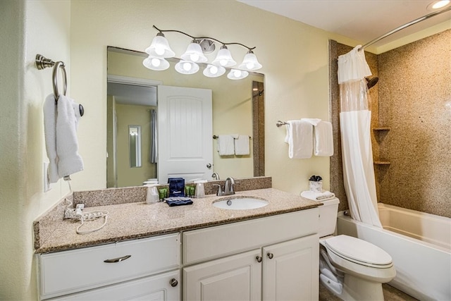 bathroom featuring vanity, toilet, and shower / tub combo