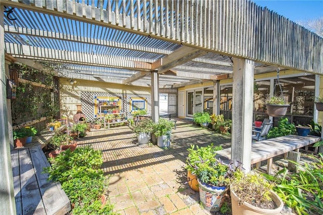 view of patio with a pergola