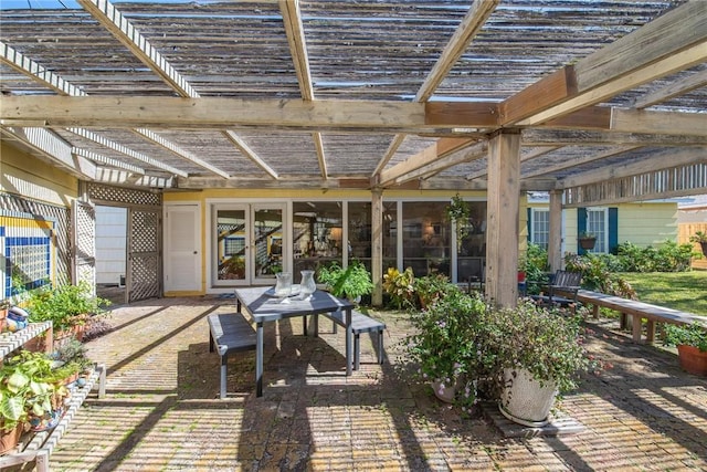 view of patio / terrace featuring a pergola