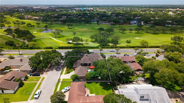 5222 Wooldridge, Corpus Christi, TX 78413 - aerial view of residential area featuring a golf course, property boundaries highlighted, and a large body of water