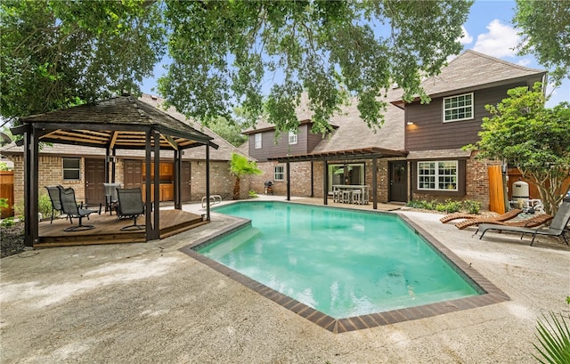 5222 Wooldridge, Corpus Christi, TX 78413 - view of swimming pool featuring a gazebo, a patio, and a deck