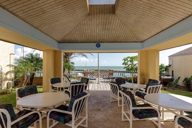 view of patio / terrace featuring a water view