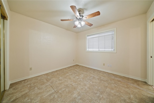 unfurnished bedroom with ceiling fan