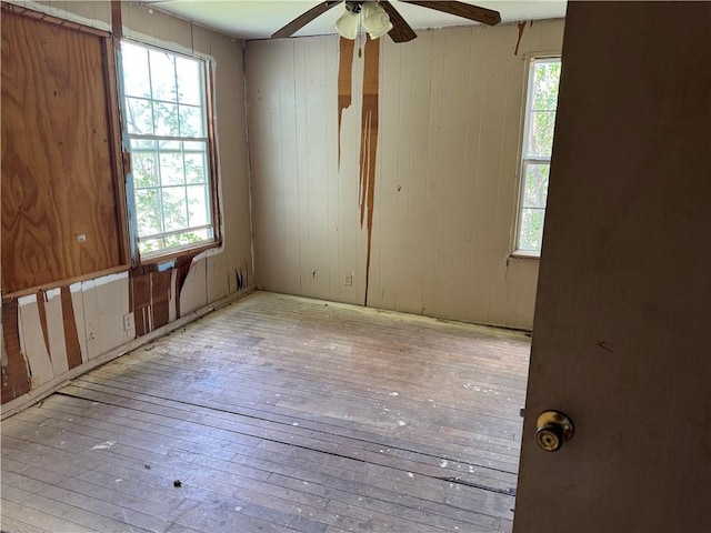 423 S 13th St, Kingsville, TX 78363 - unfurnished room with wood-type flooring, a ceiling fan, and wood walls
