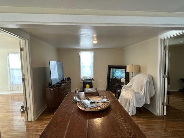 living room with hardwood / wood-style floors