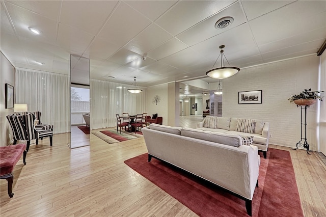 living room with light wood-type flooring