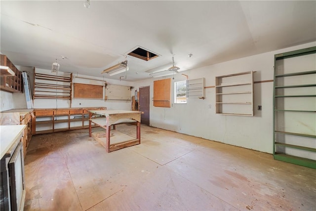 basement featuring a workshop area