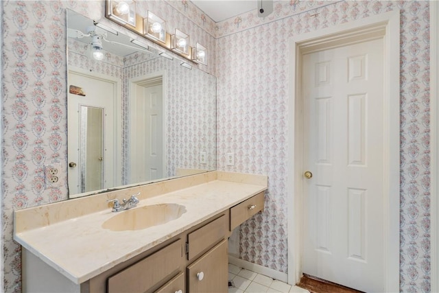 bathroom featuring vanity and tile patterned flooring