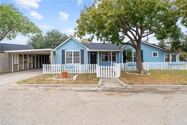 ranch-style house with a carport