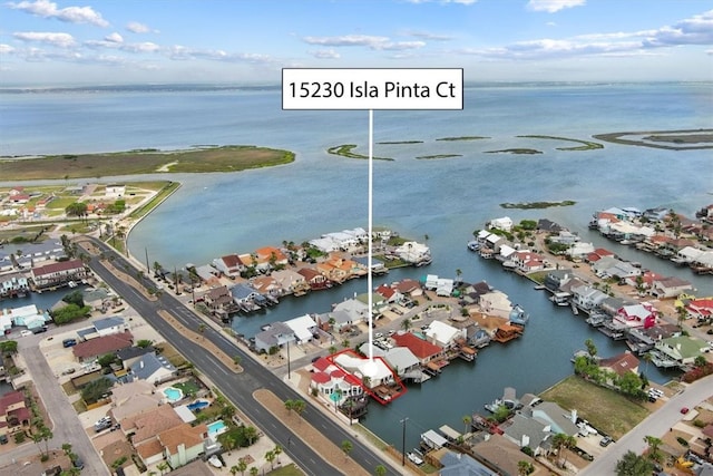 15230 Isla Pinta Ct, Corpus Christi, TX 78418 - aerial view of property's location with a large body of water and nearby suburban area