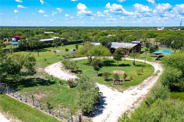 aerial view featuring a rural view