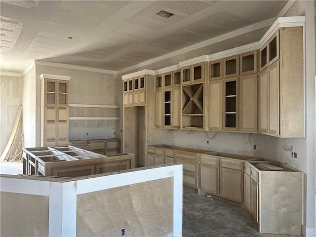 kitchen with light brown cabinets