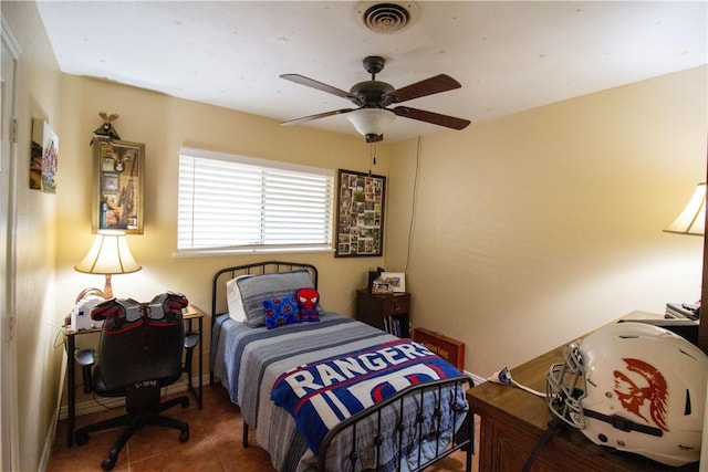 1512 Palo Blanco, Beeville, TX 78102 - tiled bedroom with visible vents and ceiling fan